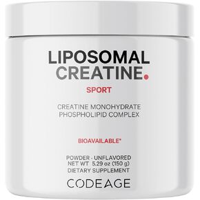 Codeage Liposomal Creatine Powder Supplement - 3-Month Supply - 5000mg Creatine Monohydrate Pre Workout & Post Workouts - Unflavored Creatine, Pure Creatine Powder, Creatinine for Sports - 90 Servings