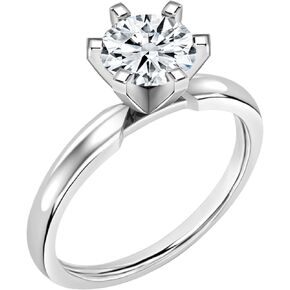 Dazzlingrock Collection 6 Prong Classic Solitaire Engagement Ring Round Moissanite or Lab Grown 1.00 Carat Diamond for Women in 925 Sterling Silver