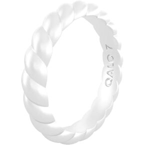 QALO Women's Rubber Silicone Ring, Stackable Twist Rubber Wedding Band, Breathable, Durable Engagement Silicone Ring, 3.3mm Wide 2mm Thick, Multi Colors