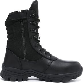 Tactical Steel Toe Boots for Men Side Zipper Non-Slip Puncture-Resistant Leather Military Combat Outdoor Heavy Duty Work Boots