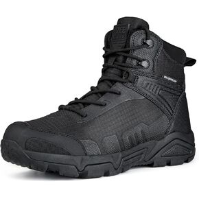 FREE SOLDIER Men's Waterproof Hiking Boots Lightweight Work Boots Military Tactical Boots Durable Combat Boots(Black 9)