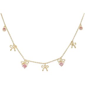 Sonateomber Dainty Gold Charm Choker Necklaces for Women, Square Emerald Heart Bow Cross Pendant Adjustable Chain Wedding Prom Jewelry Gifts