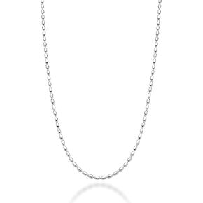 Miabella Italian 925 Sterling Silver Oval Bead Ball Chain Necklace Made in Italy