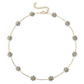 humlbird Choker Necklace for Women Daisy Necklace Crystal Flower Necklace 14K Gold Plated Stainless Steel Gold Necklaces