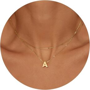 Initial Necklaces for Women, Layered 18K Gold Plated Letter A-Z Initial Necklace Dainty Gold Necklace Name Necklace Layered Gold Initial Necklaces for Women Gold Jewelry for Women Gifts