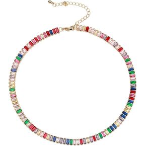 FANZE Tennis Necklaces for Women, Cubic Zirconia Necklace Choker Necklace Classic Dainty Jewelry Gifts