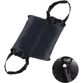1 Pack 2 Pcs Hanging Car Trash Can, Car Trash Bags With Storage Pockets, Car Organizers And Washable Fits For Most Car, Suvs. （Black）