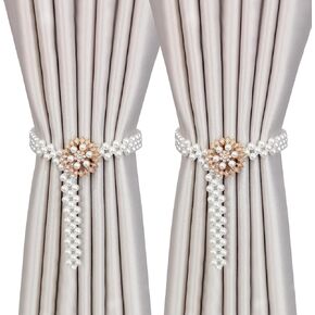 2PCS Snowflake Silver Curtain Tiebacks Curtain Buckle Tie Downs with Stretchy Wire Rope for Home and Office Decor