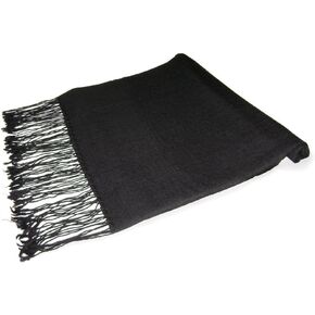 Biagio 100% Wool Pashmina Solid Scarf BLACK Color Womens Shawl Wrap Scarves