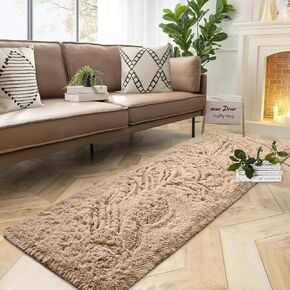 DweIke Fluffy Dark Green Rug Carpet for Bedroom Living Room, 4x6 Feet Area Rugs for Boys Kids Girls Bedroom Decor, Soft Shaggy Plush Cute Floor Rug for Baby Nursery, Non-Slip and Washable Rug