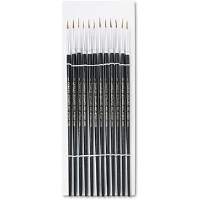Charles Leonard Water Color Paint Brushes with Round Pointed Tip, # 12, 1.06 Inch, Camel Hair, Black Handle, 12-Pack (73512)
