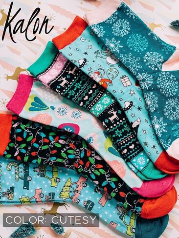 Kalon 6 Pack Women's Christmas Crew Socks Fun & Cute Holiday Gift Set in Kuwait