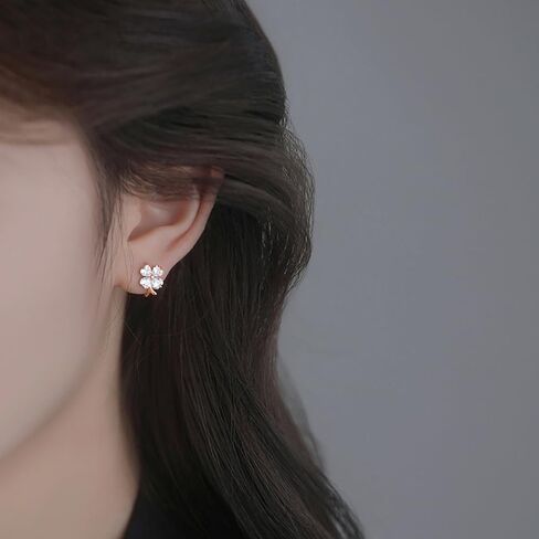 Reffeer Solid 925 Sterling Silver Cluster Flower Clip On Earrings for Women Teens CZ Flower Ear Cuff Earrings Non Piercing Wraps in Saudi Arabia