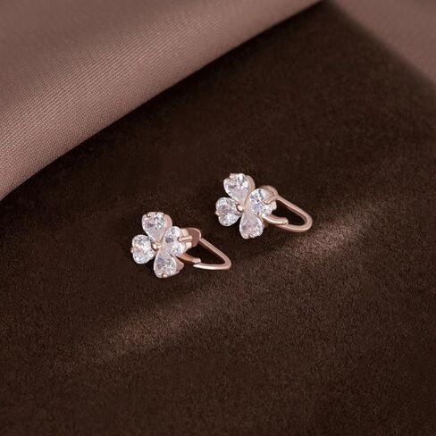 Reffeer Solid 925 Sterling Silver Cluster Flower Clip On Earrings for Women Teens CZ Flower Ear Cuff Earrings Non Piercing Wraps in Saudi Arabia