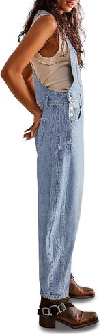 Overalls for Women Casual Adjustable Strap Baggy Denim Overalls Rompers Barrel Leg Jean Jumpsuit with Pockets in Saudi Arabia