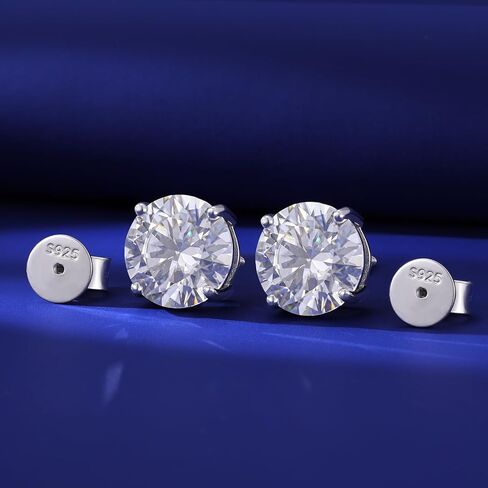 Moissanite Stud Earrings Screw Back 3-10mm 0.2ct-8.0ct 18K White Yellow Rose Gold Plated S925 Sterling Silver Round Cut D Color VVS1 Lab Created Moissanite Earrings for Women Men in Saudi Arabia