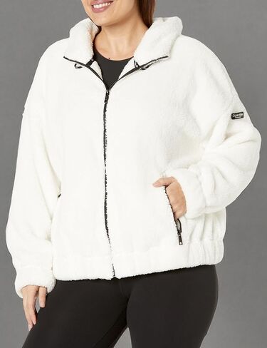 Calvin Klein Women's Plus Rope Detail Oversized Hoodie Sherpa Zip Up Jacket in Saudi Arabia