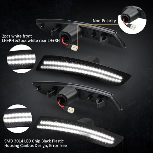 Bestview LED Side Marker Light Kits for Chevy Camaro 2016 2017 2018 2019 2020 2021 2022 2023, 6th Gen Camaro Front Rear Bumper Sidemarker Lamps Smoked Lens Pink Purple,Pack of 4 in Saudi Arabia