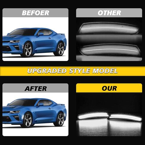 Bestview LED Side Marker Light Kits for Chevy Camaro 2016 2017 2018 2019 2020 2021 2022 2023, 6th Gen Camaro Front Rear Bumper Sidemarker Lamps Smoked Lens Pink Purple,Pack of 4 in Saudi Arabia