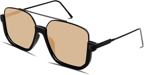 Retro Oversized Aviator Sunglasses for Women Men Square Semi-Rimless Sun Glasses 70s Trendy Shades Pilot-style in Kuwait