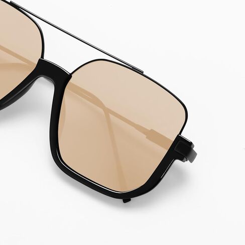 Retro Oversized Aviator Sunglasses for Women Men Square Semi-Rimless Sun Glasses 70s Trendy Shades Pilot-style in Kuwait