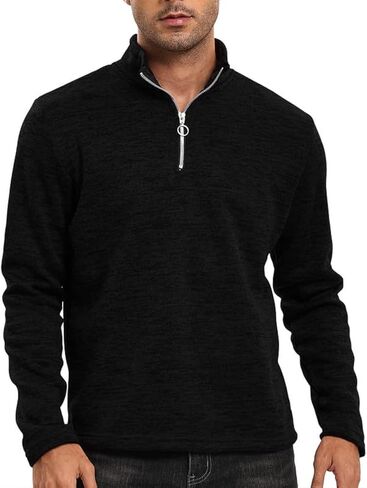 Wuneitk الرجال 1/4 الرمز البريدي الوقوف طوق الصوف البلوز سليم صالح كم طويل بلوزات عادية in Kuwait