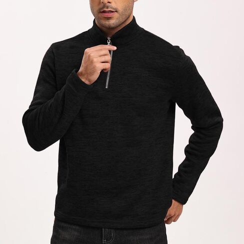 Wuneitk الرجال 1/4 الرمز البريدي الوقوف طوق الصوف البلوز سليم صالح كم طويل بلوزات عادية in Kuwait