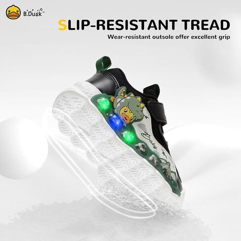B.Duck Toddler Shoes for Girl and Boy Light Up Shoes [Comfortable & Playful] Kids Shoes with Led Toddler Running Shoes Toddler/Little Kid Sneakers Cute Cartoon Dinosaur Shoes Size 4-13 in Saudi Arabia