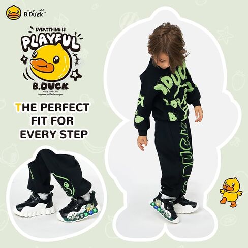 B.Duck Toddler Shoes for Girl and Boy Light Up Shoes [Comfortable & Playful] Kids Shoes with Led Toddler Running Shoes Toddler/Little Kid Sneakers Cute Cartoon Dinosaur Shoes Size 4-13 in Saudi Arabia