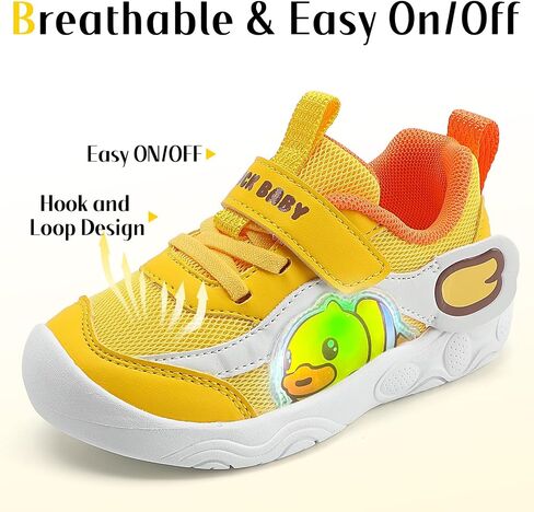 B.Duck Toddler Shoes for Girl and Boy Light Up Shoes [Comfortable & Playful] Kids Shoes with Led Toddler Running Shoes Toddler/Little Kid Sneakers Cute Cartoon Dinosaur Shoes Size 4-13 in Saudi Arabia