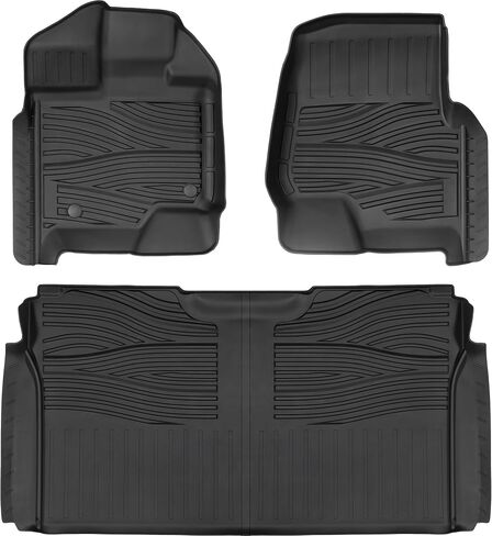 Floor Mats for 2015-2025 Ford F150 SuperCrew Cab Including 22-24 Lightning w/o Fold Flat Storage |Custom Fit| Front & Rear | Front Bucket | All-Weather Car Liners for Trucks in Kuwait