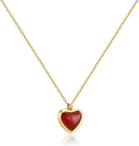 Joxevyia Carnelian Crystal Heart Necklace Raw Stone Healing Crystals Dainty Heart Gemstone Gold Pendant Necklace Anniversary Birthday Valentines Gift for Her in Kuwait