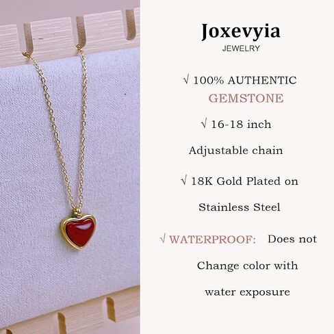 Joxevyia Carnelian Crystal Heart Necklace Raw Stone Healing Crystals Dainty Heart Gemstone Gold Pendant Necklace Anniversary Birthday Valentines Gift for Her in Kuwait