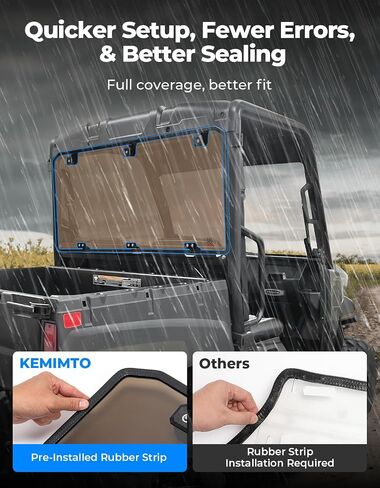 نافذة KEMIMOTO الخلفية متوافقة مع Ranger Midsize 570 500، 1/4 بوصة زجاج أمامي خلفي صلب UTV متوافق مع 2015-2023 Polaris Ranger Midsize 570/570 Crew/EV 2017-2023 Polaris Ranger Midsize 500 / ETX in Saudi Arabia