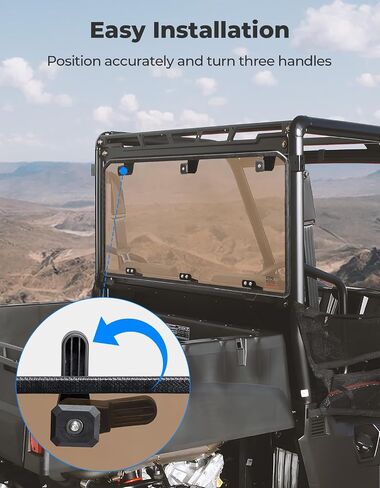 نافذة KEMIMOTO الخلفية متوافقة مع Ranger Midsize 570 500، 1/4 بوصة زجاج أمامي خلفي صلب UTV متوافق مع 2015-2023 Polaris Ranger Midsize 570/570 Crew/EV 2017-2023 Polaris Ranger Midsize 500 / ETX in Saudi Arabia