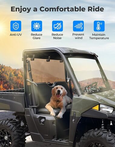 نافذة KEMIMOTO الخلفية متوافقة مع Ranger Midsize 570 500، 1/4 بوصة زجاج أمامي خلفي صلب UTV متوافق مع 2015-2023 Polaris Ranger Midsize 570/570 Crew/EV 2017-2023 Polaris Ranger Midsize 500 / ETX in Saudi Arabia