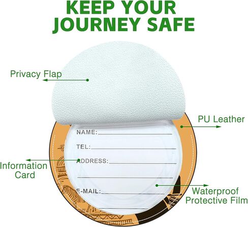 Round Luggage Tag for Suitcases,Black White Polka Dots 2 Pack Leather Travel Luggage Tags with ID Label Privacy Flap and Steel Loop for Women and Men Suitcases Travel Bags Luggage Bags in Kuwait