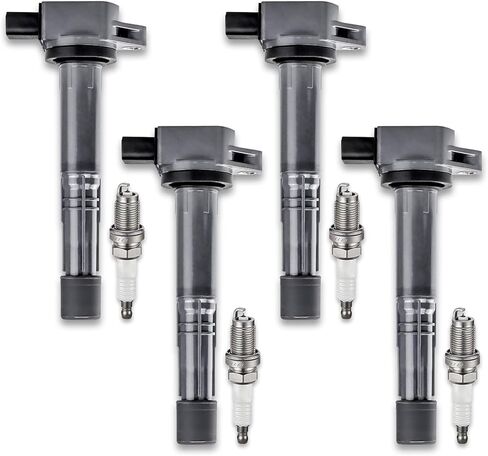 Set of 4 Ignition Coil Pack Spark Plugs Replacement for Honda Accord CRV Civic Element Acura RSX TSX 2002 2003 2004 2005 2006 2007 2008 2009 2.4 2.0 L4 Ignition Coils Spark Plugs UF311 UF583 in Kuwait