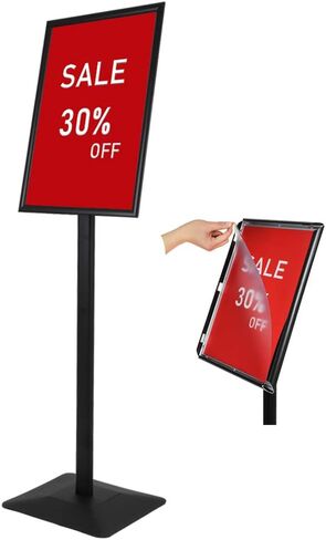 DISPLAYSWORKER حامل أرضية حامل للقاعدة شديدة التحمل قابل للتعديل، حامل ملصق حامل اللافتة، أرضية ثابتة مقاس 11 × 17 بوصة، عرض عمودي/أفقي، أسود in Saudi Arabia