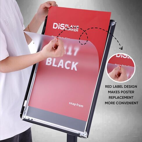 DISPLAYSWORKER حامل أرضية حامل للقاعدة شديدة التحمل قابل للتعديل، حامل ملصق حامل اللافتة، أرضية ثابتة مقاس 11 × 17 بوصة، عرض عمودي/أفقي، أسود in Saudi Arabia