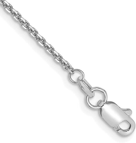 Sonia Jewels 10k White Gold 1.3mm Real Diamond-Cut Cable Chain Necklace - with Secure Lobster Lock Clasp in Saudi Arabia