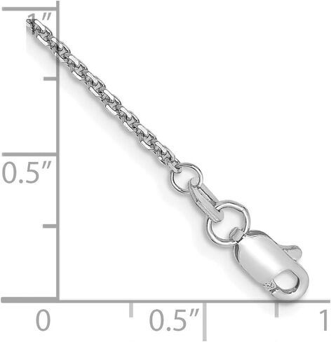 Sonia Jewels 10k White Gold 1.3mm Real Diamond-Cut Cable Chain Necklace - with Secure Lobster Lock Clasp in Saudi Arabia