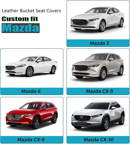 GIANT PANDA Front Car Seat Cover for Mazda, Leather Bucket Seat Covers Custom Fit Mazda CX-5 3 6 CX-9 CX-30 CX-7 Tribute (Black) in Kuwait