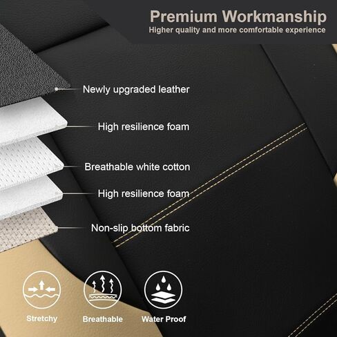 GIANT PANDA Front Car Seat Cover for Mazda, Leather Bucket Seat Covers Custom Fit Mazda CX-5 3 6 CX-9 CX-30 CX-7 Tribute (Black) in Kuwait