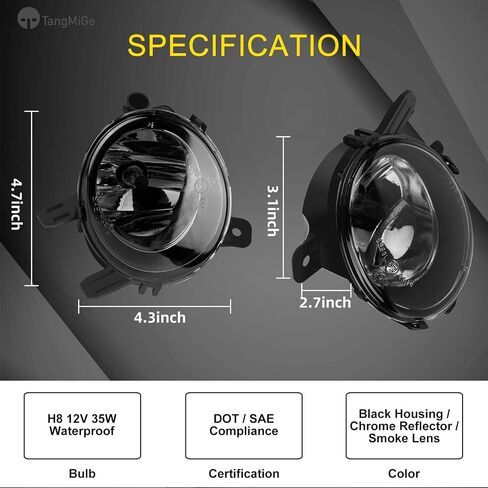 TangMiGe Fog Lights Lamps for 2012-2014 BMW 2 Series(F22, 220i 228i) / 3 Series(F30 F31 F34, 320i 325i 328i 328d 335i) / 4 Series(F32 F33 F36, 428i 435i) / M235i Accessories, 1 Pair, Smoke Lens in Kuwait