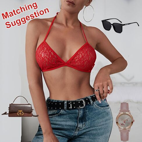 Sexy Lingerie Set for Women, Mesh Sheer Bra and Panty Sets 2 Piece Tie Lingerie Red， Onesize 2-8 in Kuwait