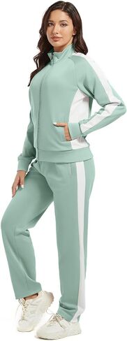 Women's Full Zip-Up Tracksuit Set Long Sleeve Casual Jogging Suits Workout Gym 2 Piece Outfits with Pockets in Saudi Arabia