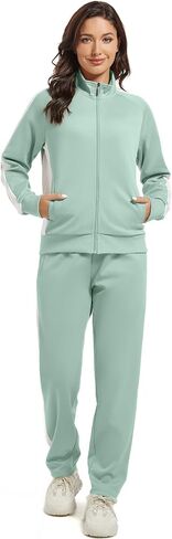Women's Full Zip-Up Tracksuit Set Long Sleeve Casual Jogging Suits Workout Gym 2 Piece Outfits with Pockets in Saudi Arabia