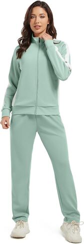 Women's Full Zip-Up Tracksuit Set Long Sleeve Casual Jogging Suits Workout Gym 2 Piece Outfits with Pockets in Saudi Arabia