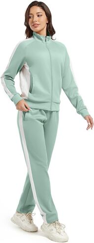 Women's Full Zip-Up Tracksuit Set Long Sleeve Casual Jogging Suits Workout Gym 2 Piece Outfits with Pockets in Saudi Arabia